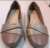 Mia Amore "Corra" Taupe Crossover Strap Slip-On Flats