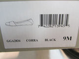 Mia Amore "Corra" Black Crossover Strap Slip-On Flats