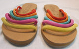 Musse & Cloud Artisian "Jazzy" Suede 5 Strap Slide Sandals