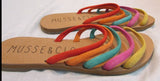 Musse & Cloud Artisian "Jazzy" Suede 5 Strap Slide Sandals