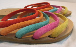 Musse & Cloud Artisian "Jazzy" Suede 5 Strap Slide Sandals