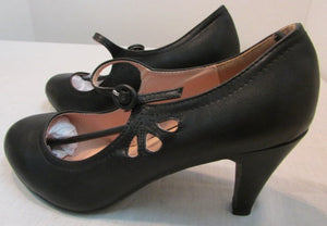 Chase & Chloe Kimmy 21 Pierced Mid Heel Mary Jane Pumps