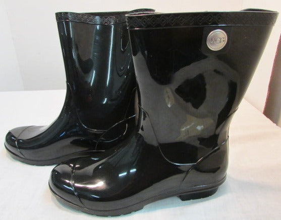 UGG Sienna Shiny Black Rubber Rainboots