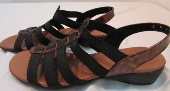 Munro Darian Black Tortoise Shell Stretch Sandal