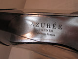 Azuree Cannes Gray Leather Pumps