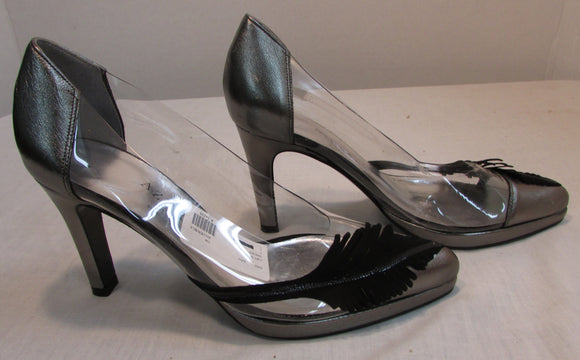 Azuree Cannes Gray Leather Pumps