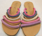 Musse & Cloud Artisian "Jazzy" Suede 5 Strap Slide Sandals
