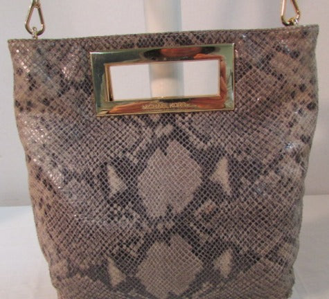 Michael Kors Brown Snakeskin Larger Clutch/Crossbody Bag