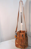 Vittoria Carmel Genuine Leather Patchwork Drawstring Bucket