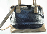 London Fog Lock Key Ostrich Faux Leather Satchel