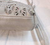 La Diva Taupe Butterfly Vegan Leather Satchel Purse