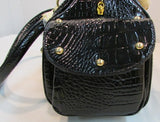 Callabags Black Patent Reptile Embossed Handbag