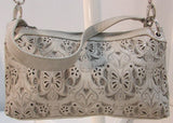 La Diva Taupe Butterfly Vegan Leather Satchel Purse