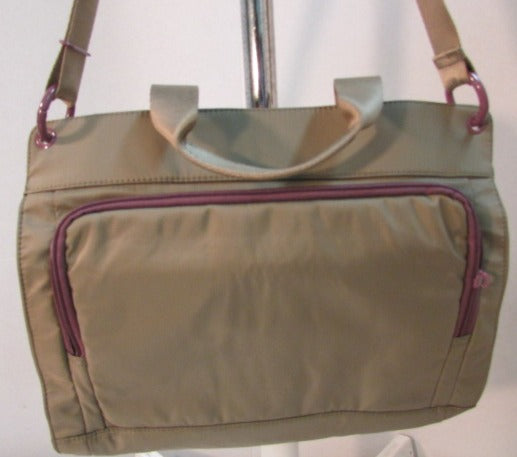 Beside-U Beige Nylon Crossbody Messenger Bag