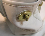 Coach White Leather Pleated East West Gallery Shoulder Bag