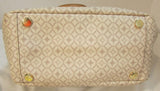 Fossil Beige and Cream Shopper Faux Leather Tote