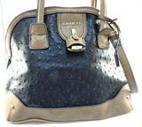 London Fog Lock Key Ostrich Faux Leather Satchel