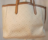 Fossil Beige and Cream Shopper Faux Leather Tote