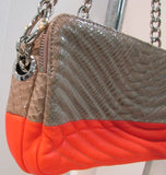 Henri Bendel Orange and Tan Leather Shoulder/Clutch