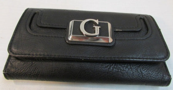 Guess Black Leather Tri-Fold Wallet