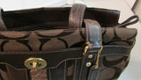 Coach Hampton Canvas and Leather Signature Carry All