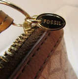 Fossil Beige and Cream Shopper Faux Leather Tote