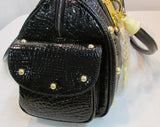Callabags Black Patent Reptile Embossed Handbag