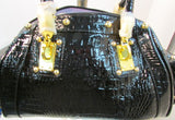 Callabags Black Patent Reptile Embossed Handbag