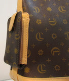 Carryland Brown Coated Canvas Tan Trim Shoulder Bag
