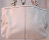 Coach White Leather Pleated East West Gallery Shoulder Bag