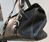 Coach Black Pebble Leather Chelsea Turnlock Satchel