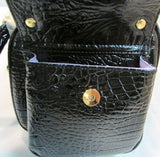 Callabags Black Patent Reptile Embossed Handbag