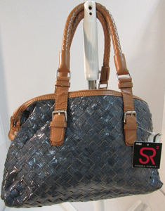 Sondra Roberts Blue Woven Leather Satchel