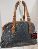 Sondra Roberts Blue Woven Leather Satchel