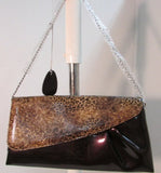 Beijo Patent Leather Leopard and Egg Plant Clutch with Matching Coin Purse - NWT