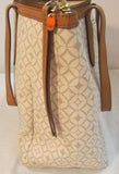 Fossil Beige and Cream Shopper Faux Leather Tote