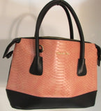 London Fog Pink-Black Reptile Embossed Satchel