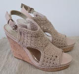 Lulu Townsend Natural Crochet Platform Wedge