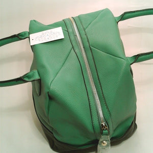 Luna Moon Nora Light Green-Black Vinyl Tote New