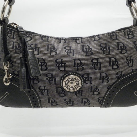 Dooney & Bourke Black/Grey Signature Canvas Hobo