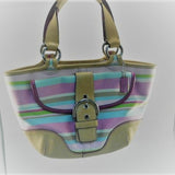 Coach Stripe Fabric Hampton Satchel Bag
