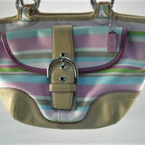 Coach Stripe Fabric Hampton Satchel Bag
