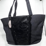 Victoria Secret Gray Laced Canvas Small Tote NWT
