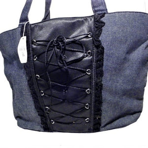 Victoria Secret Gray Laced Canvas Small Tote NWT