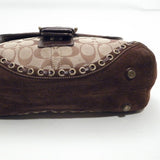 Coach Brown Canvas Logo & Suede Satchel