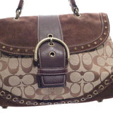 Coach Brown Canvas Logo & Suede Satchel