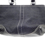 Coach Signature Black Shoulder Bag w/Front Pockets