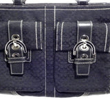 Coach Signature Black Shoulder Bag w/Front Pockets