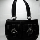 Coach Signature Black Shoulder Bag w/Front Pockets