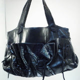 Chi Carlos Falchi Metallic Snakeskin Black Tote
